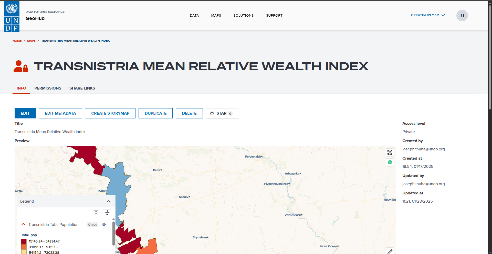 Create storymap from map detail page