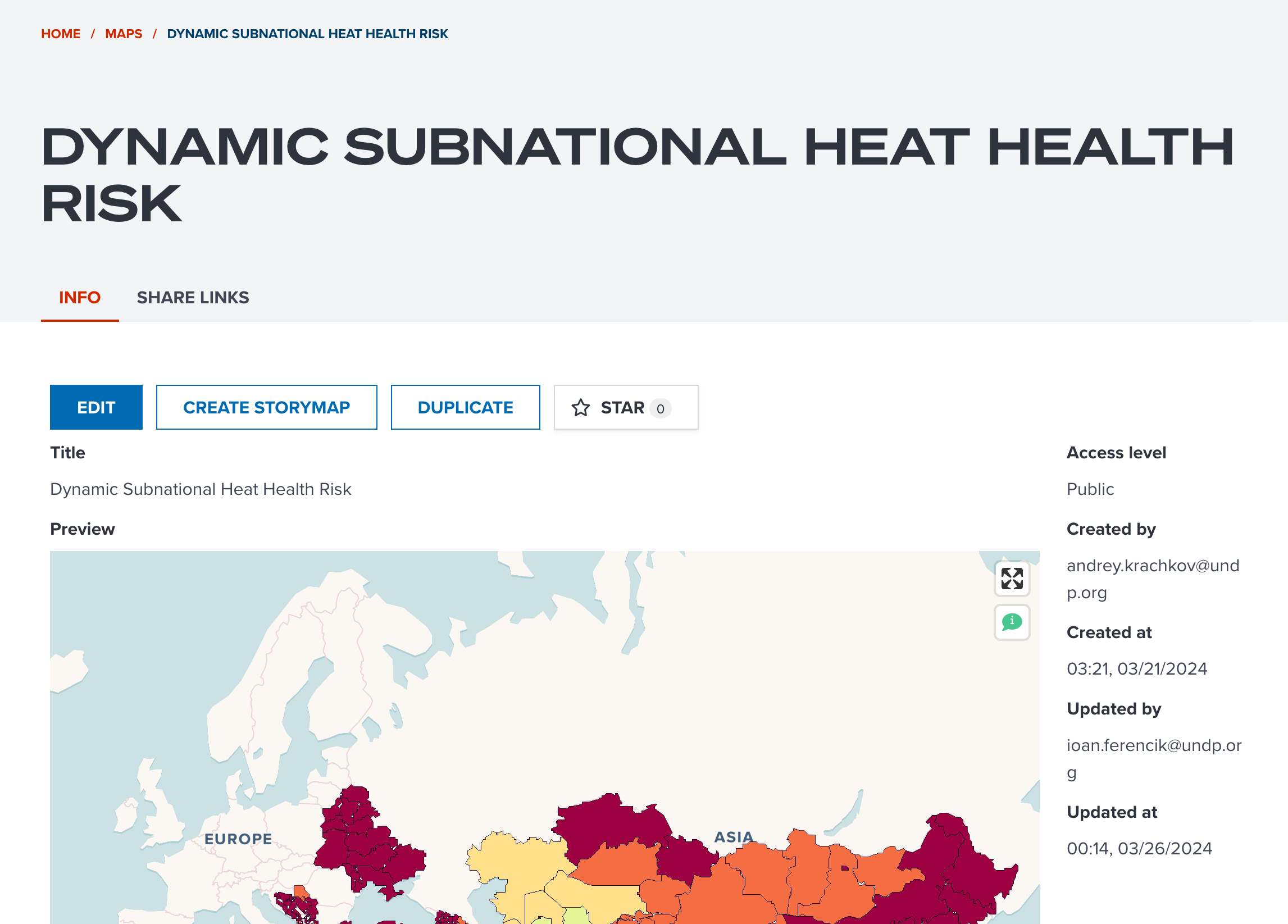 An example of a map page at Preview tab